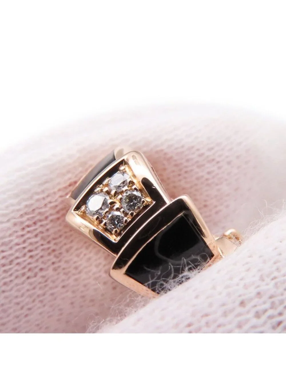 Bvlgari Necklace Serpenti Viper Onyx Diamond 18k Pink Gold Pendant